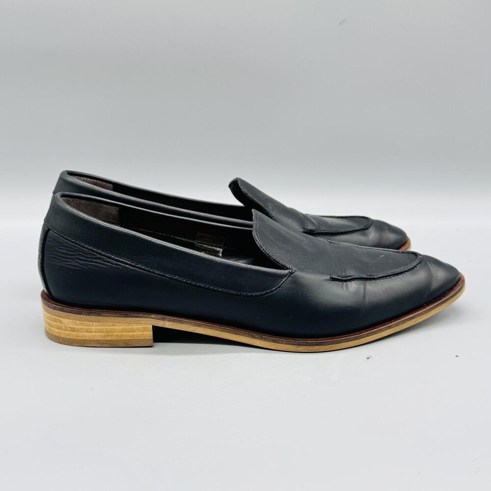 Everlane Shoes Womens 8.5 Black Leather Modern Loafer Slip On Pointed Toe Flats